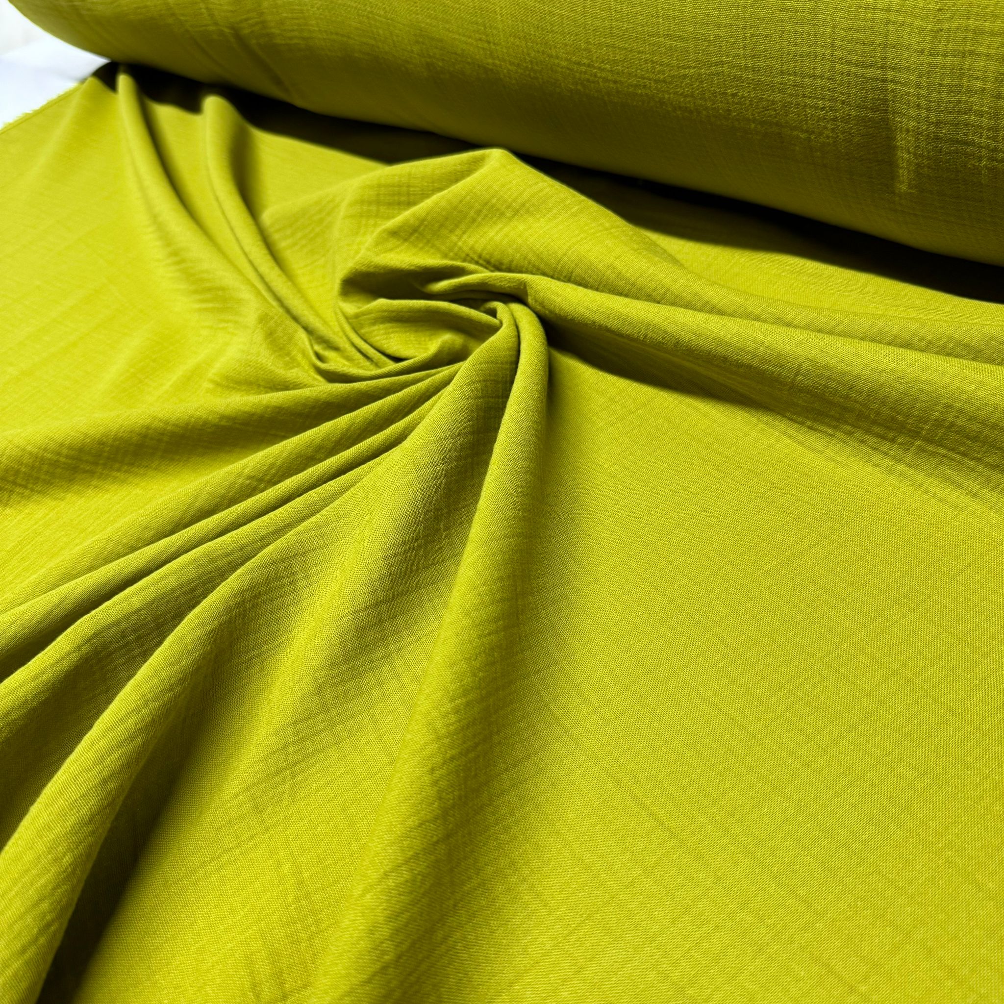 Çift Kat Müslin Kumaş En 150 cm  %100 Pamuk Organik Yağ Yeşili Renk