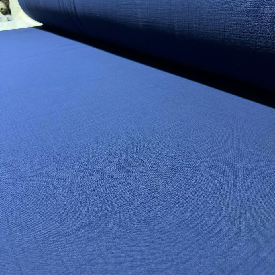 Çift Kat Müslin Kumaş En 150 cm  %100 Pamuk Organik Lacivert Renk
