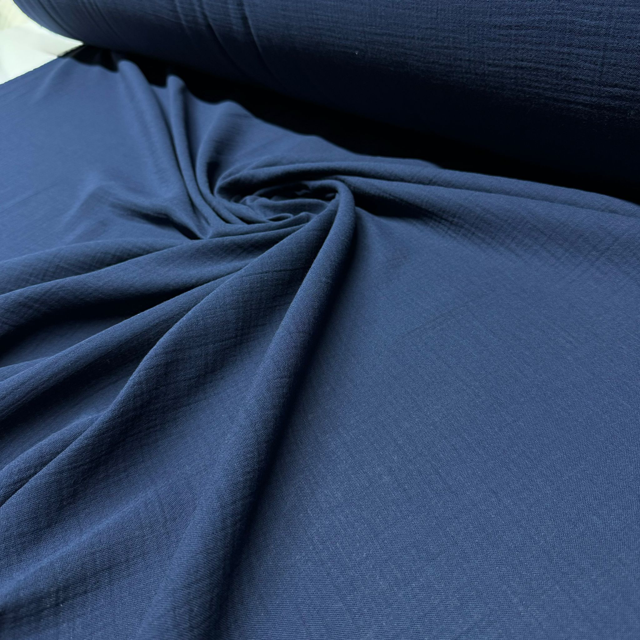 Çift Kat Müslin Kumaş En 150 cm  %100 Pamuk Organik Lacivert Renk