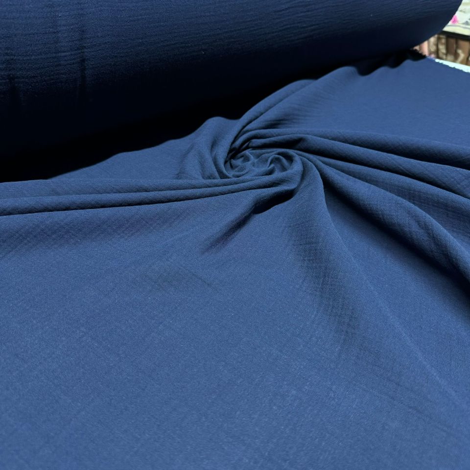Çift Kat Müslin Kumaş En 150 cm  %100 Pamuk Organik Lacivert Renk