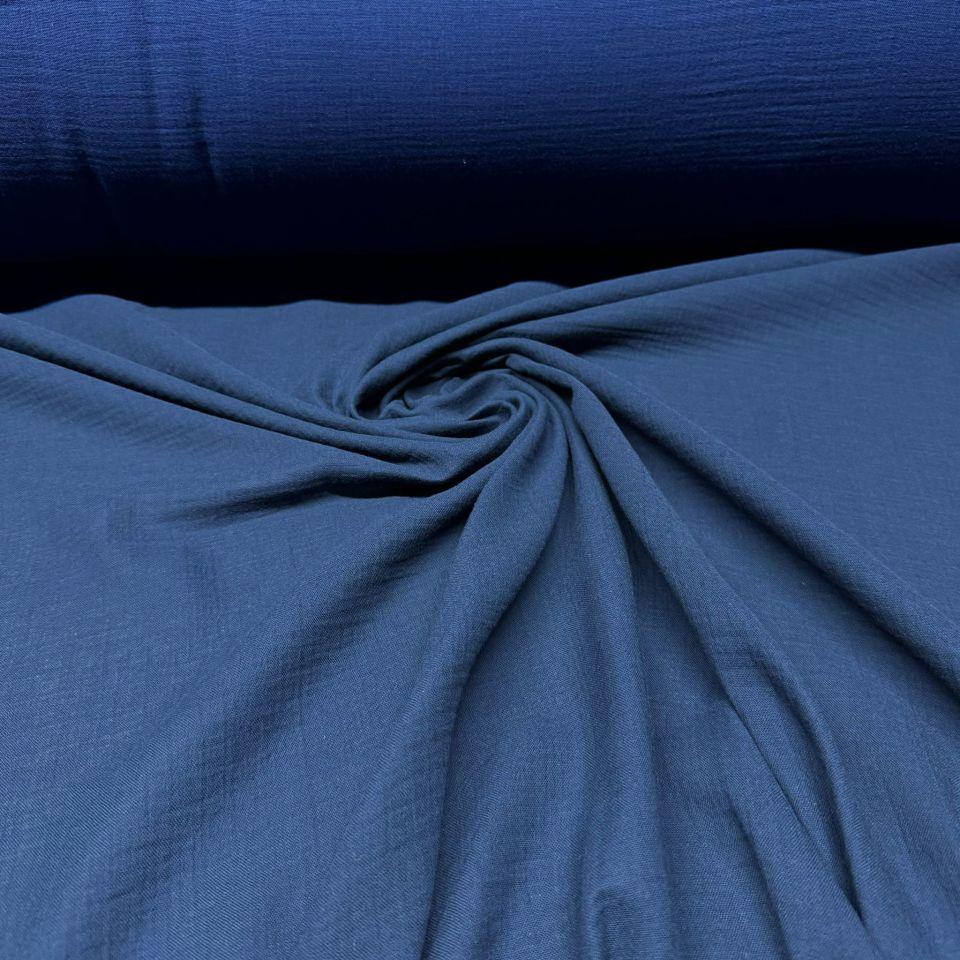 Çift Kat Müslin Kumaş En 150 cm  %100 Pamuk Organik Lacivert Renk