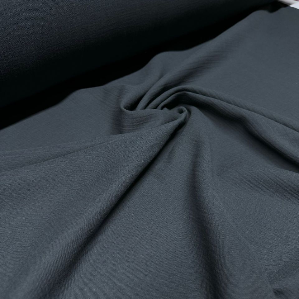 Çift Kat Müslin Kumaş En 150 cm  %100 Pamuk Organik Antrasit Renk