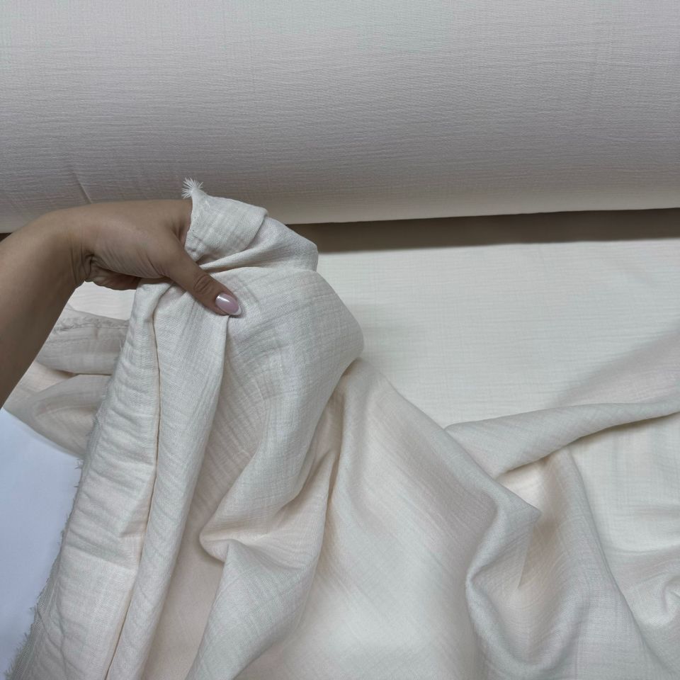 Çift Kat Müslin Kumaş En 150 cm  %100 Pamuk Organik Taş Rengi