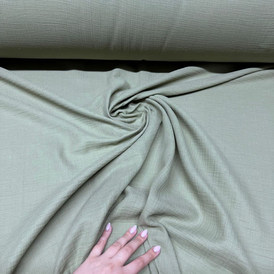 Çift Kat Müslin Kumaş En 150 cm  %100 Pamuk Organik Çağla Yeşili Renk