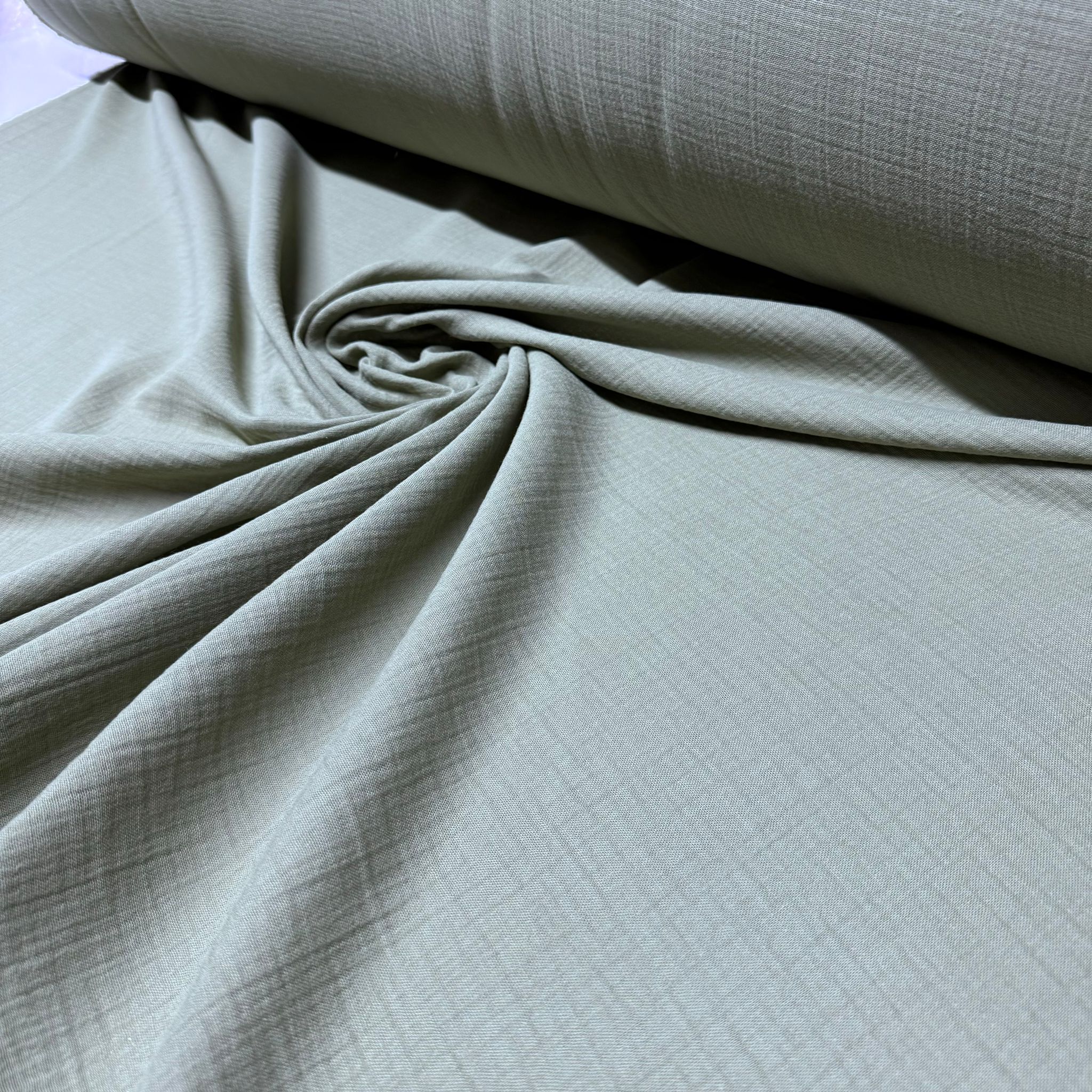 Çift Kat Müslin Kumaş En 150 cm  %100 Pamuk Organik Çağla Yeşili Renk