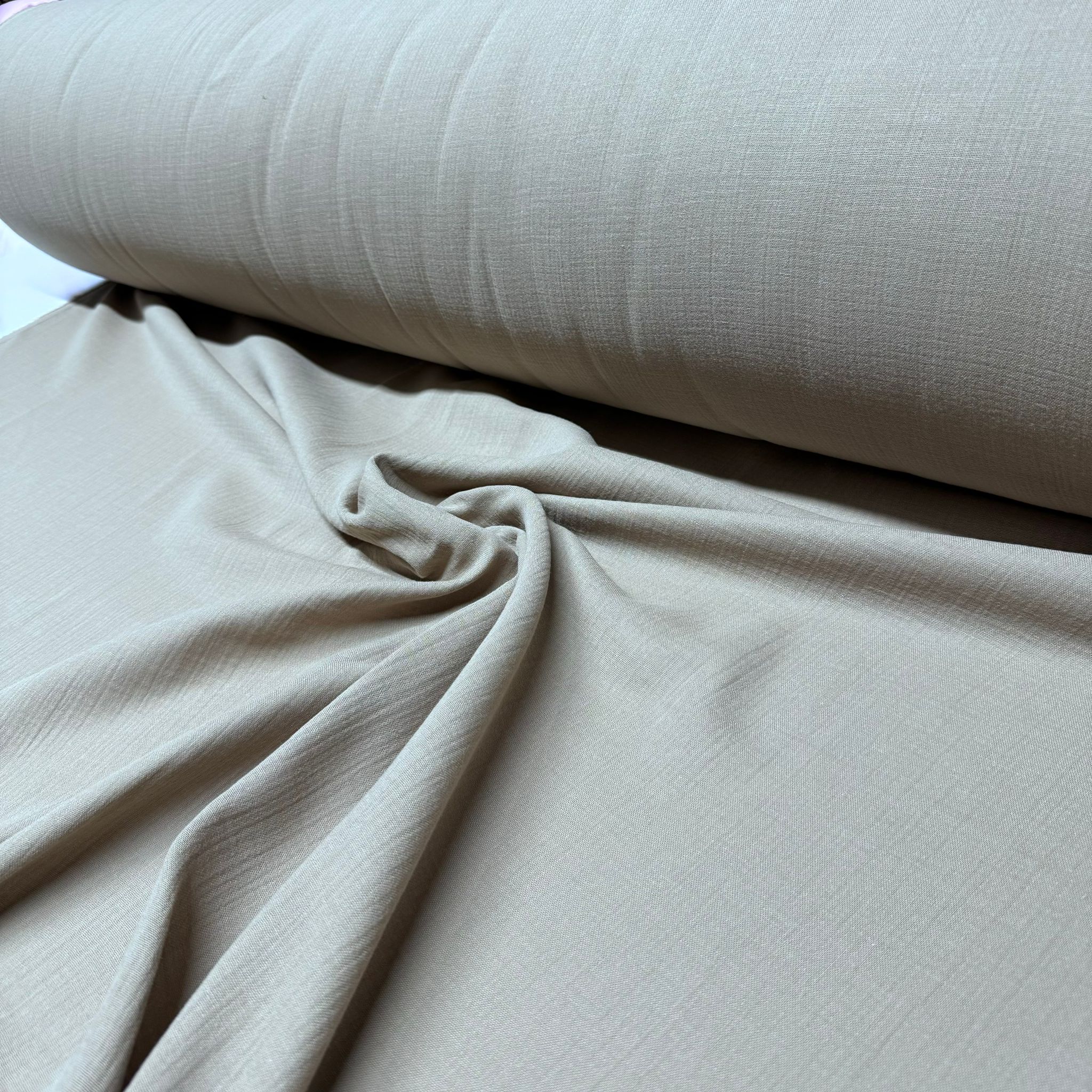 Çift Kat Müslin Kumaş En 150 cm  %100 Pamuk Organik Sütlü Kahve Renk