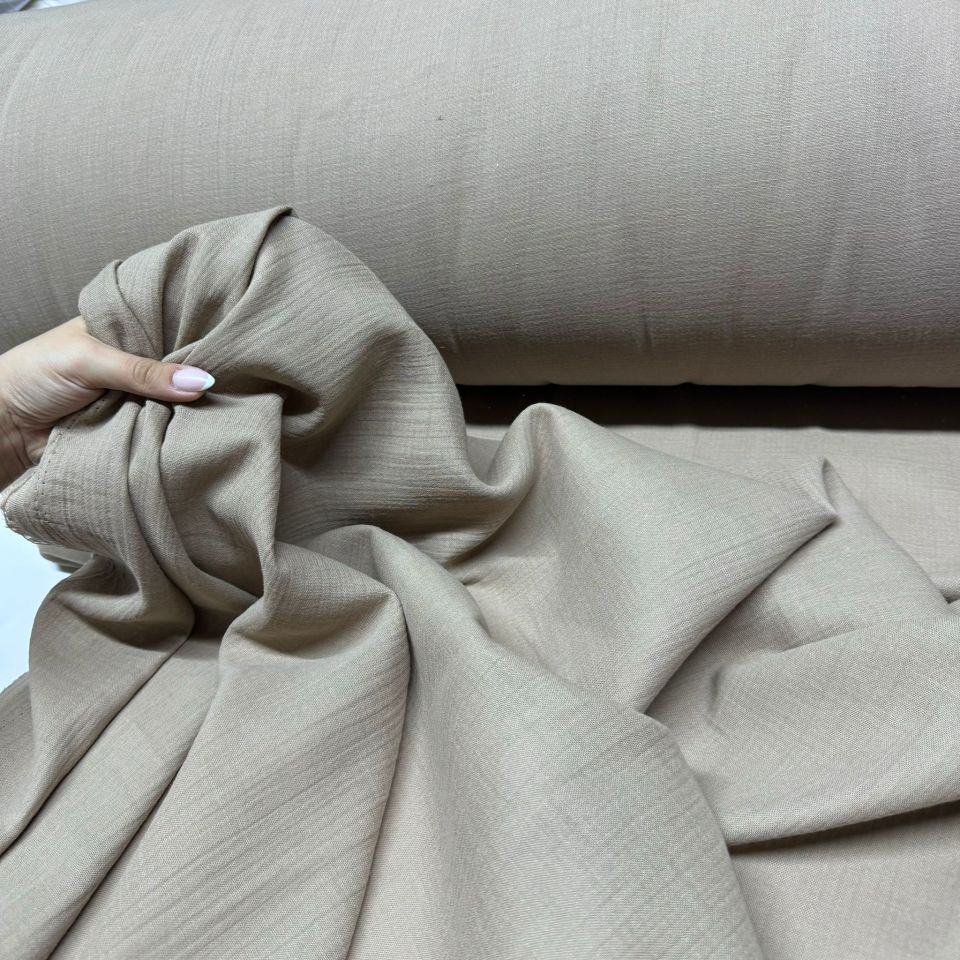 Çift Kat Müslin Kumaş En 150 cm  %100 Pamuk Organik Sütlü Kahve Renk