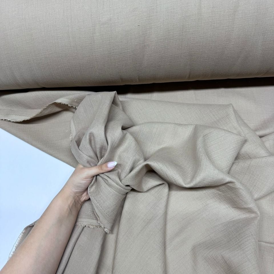 Çift Kat Müslin Kumaş En 150 cm  %100 Pamuk Organik Sütlü Kahve Renk