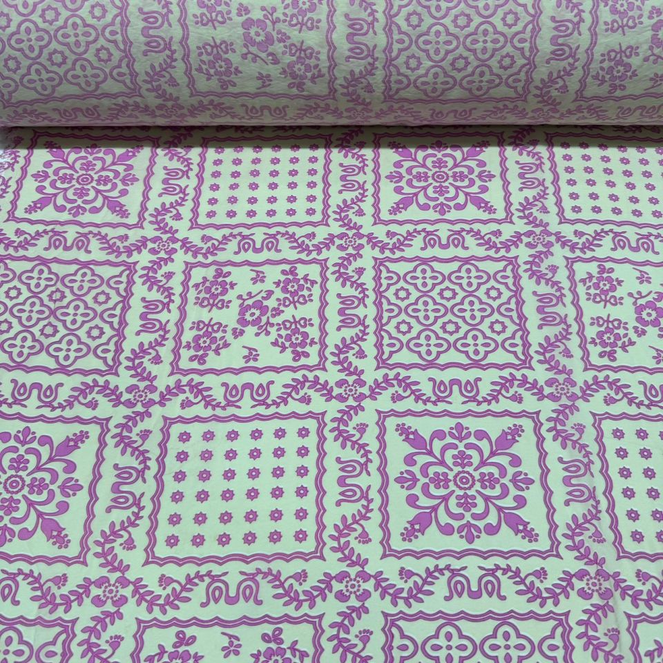 Ayrobin Kumaş Modal Çift En Etnik Çok Desenli Çiçek Motifli Pembe Renk