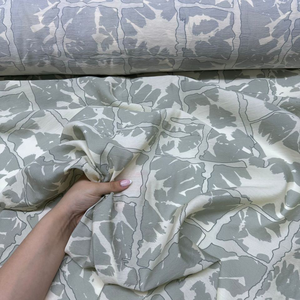 Ayrobin Kumaş Modal Çift En Çok Desenli Kare Batik Gri Renk