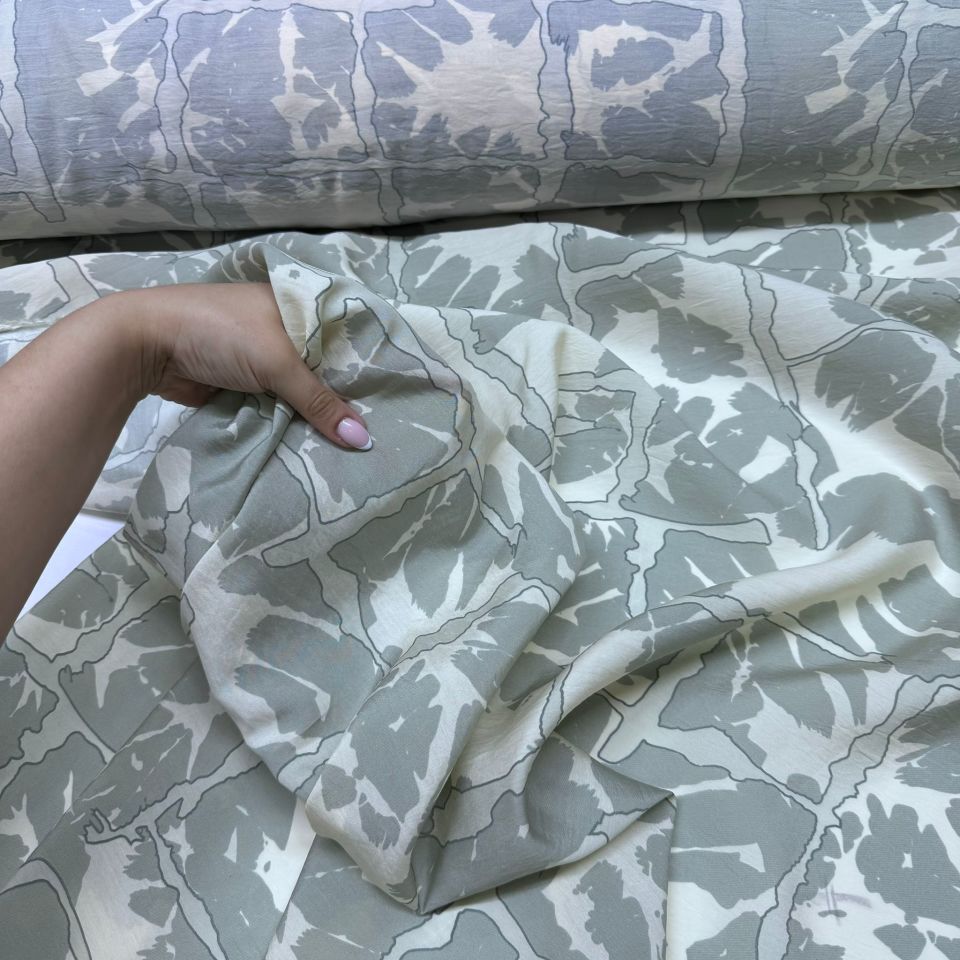 Ayrobin Kumaş Modal Çift En Çok Desenli Kare Batik Gri Renk