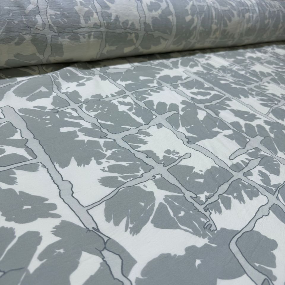 Ayrobin Kumaş Modal Çift En Çok Desenli Kare Batik Gri Renk