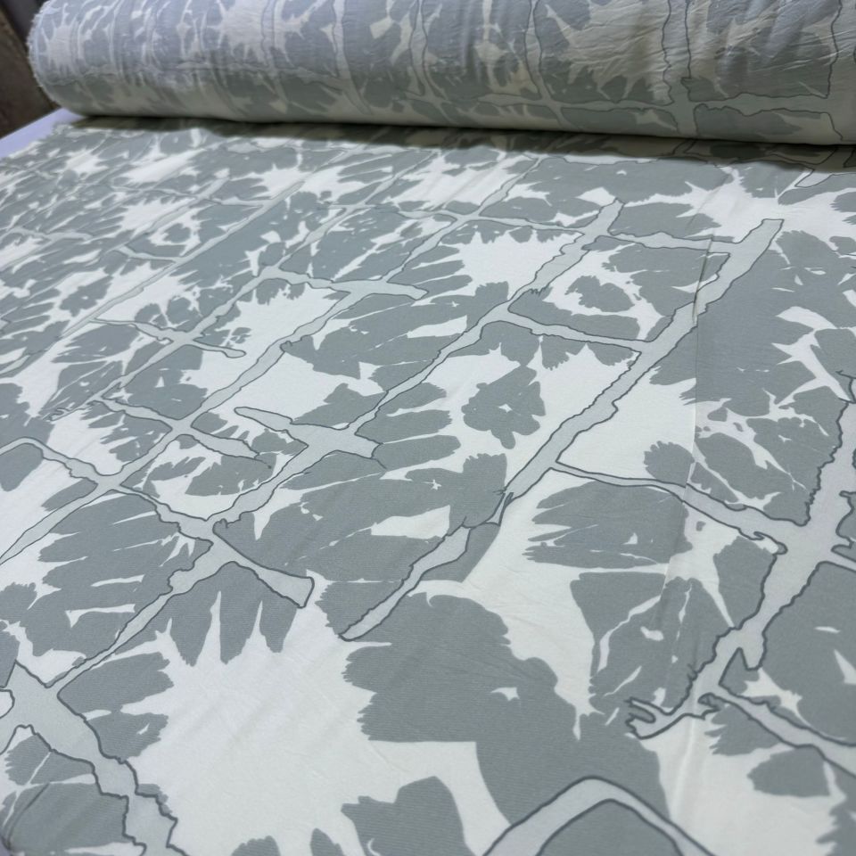 Ayrobin Kumaş Modal Çift En Çok Desenli Kare Batik Gri Renk