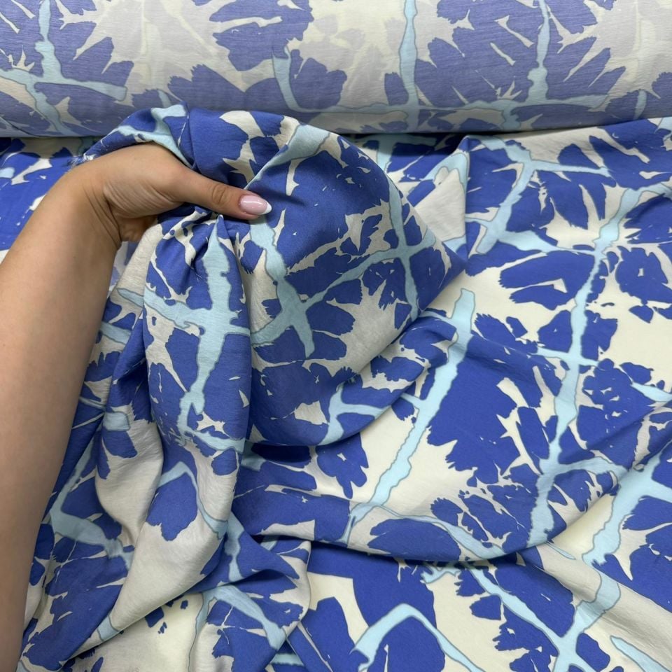 Ayrobin Kumaş Modal Çift En Çok Desenli Kare Batik Mavi Renk