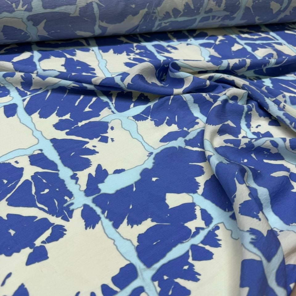 Ayrobin Kumaş Modal Çift En Çok Desenli Kare Batik Mavi Renk