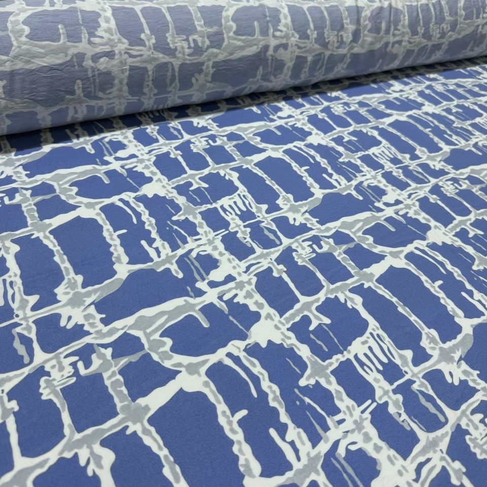 Ayrobin Kumaş Modal Çift En Çok Desenli Kare Batik Koyu Mavi Renk