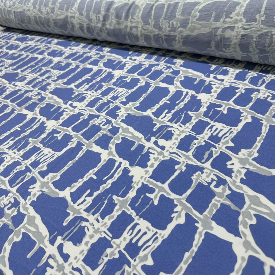 Ayrobin Kumaş Modal Çift En Çok Desenli Kare Batik Koyu Mavi Renk