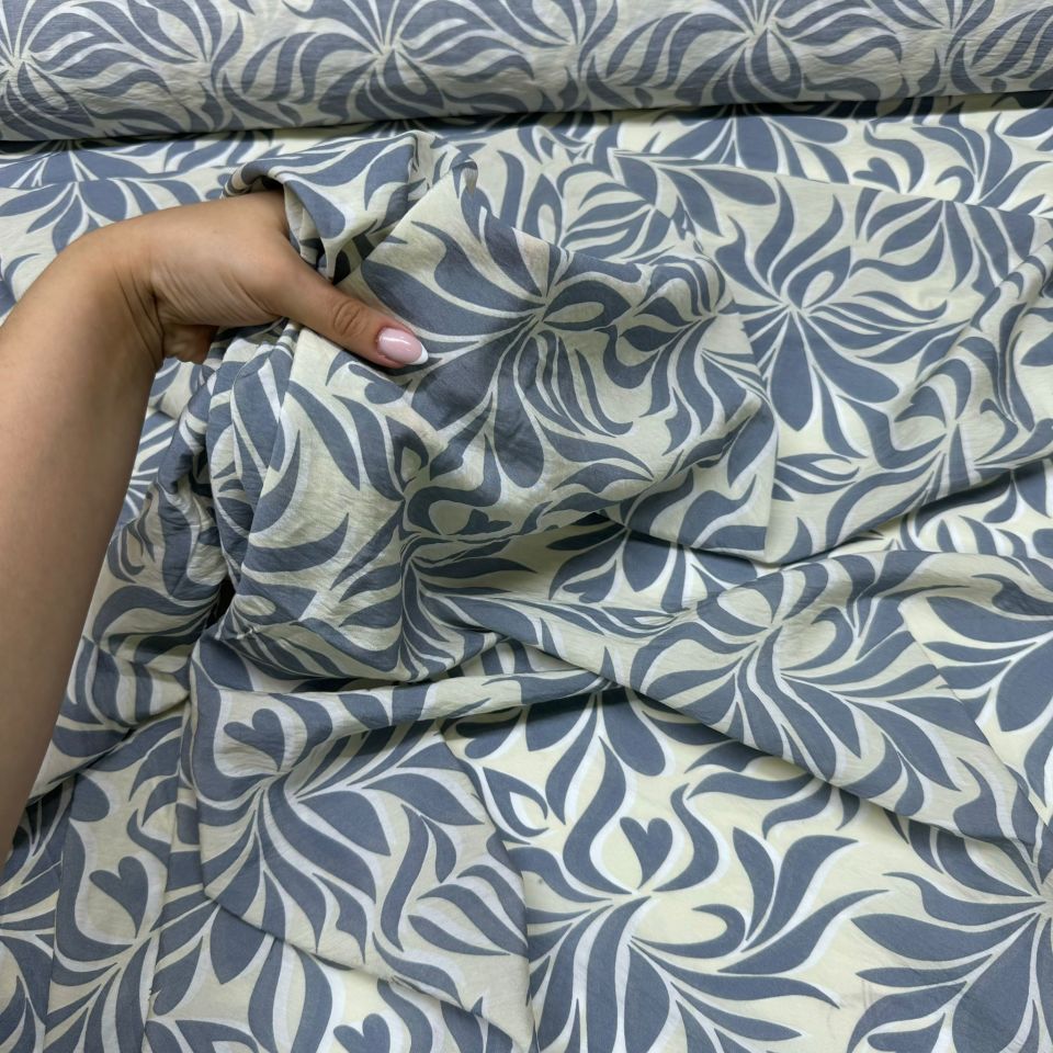 Ayrobin Kumaş Modal Çift En Motif Desenli Gri Renk