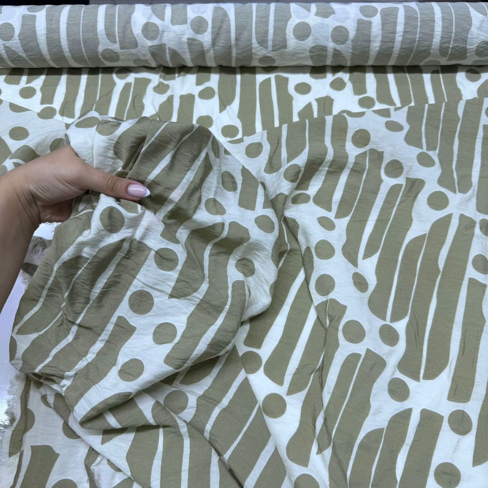 Ayrobin Kumaş Modal Çift En Çizgi Desen Haki Renk