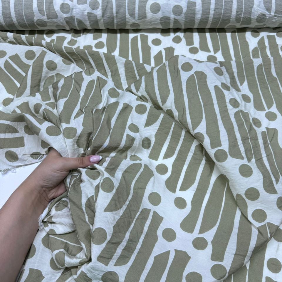 Ayrobin Kumaş Modal Çift En Çizgi Desen Haki Renk