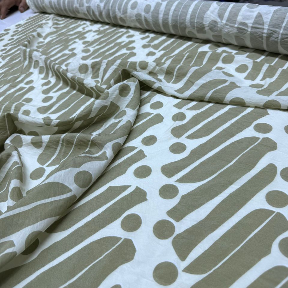 Ayrobin Kumaş Modal Çift En Çizgi Desen Haki Renk