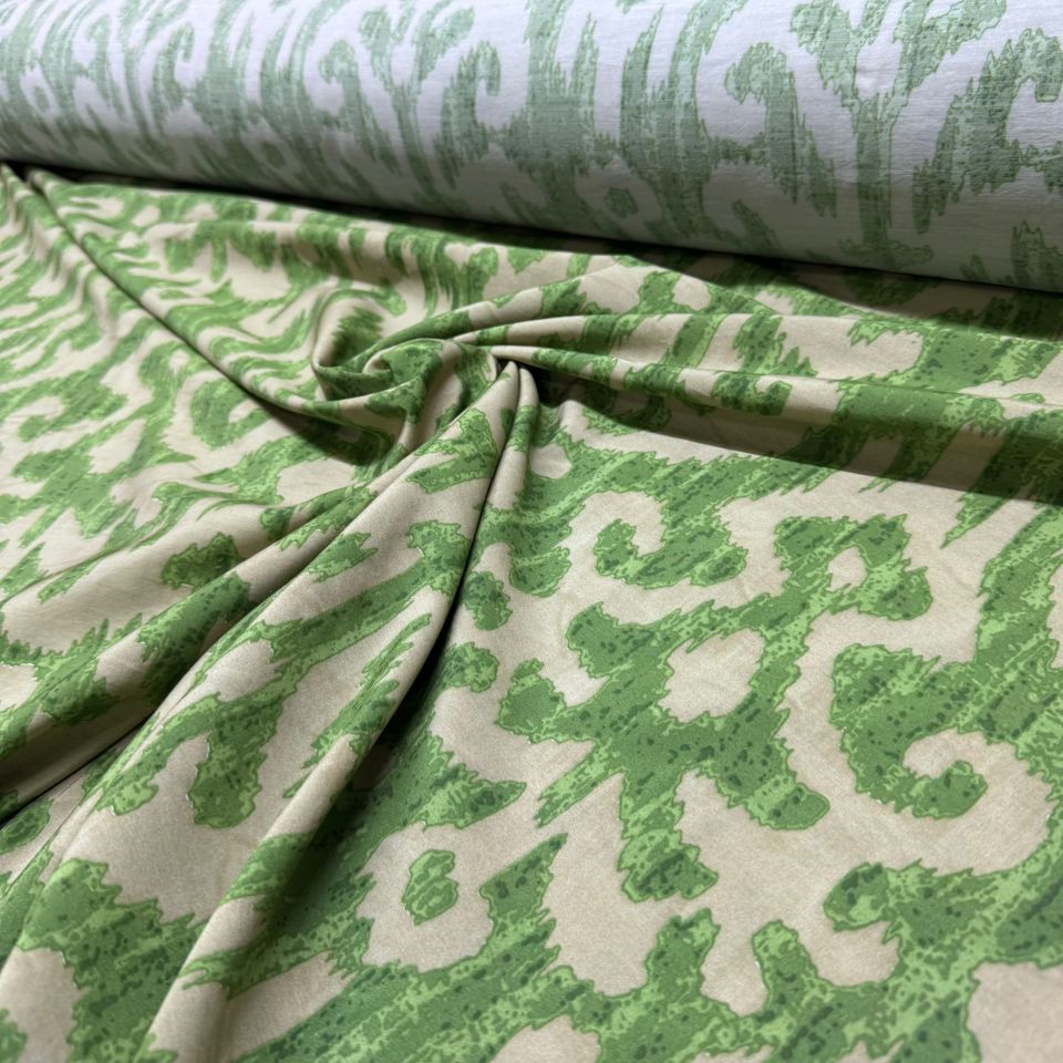 Ayrobin Kumaş Modal Çift En Fransız Çiçek Desenli Yeşil Renk