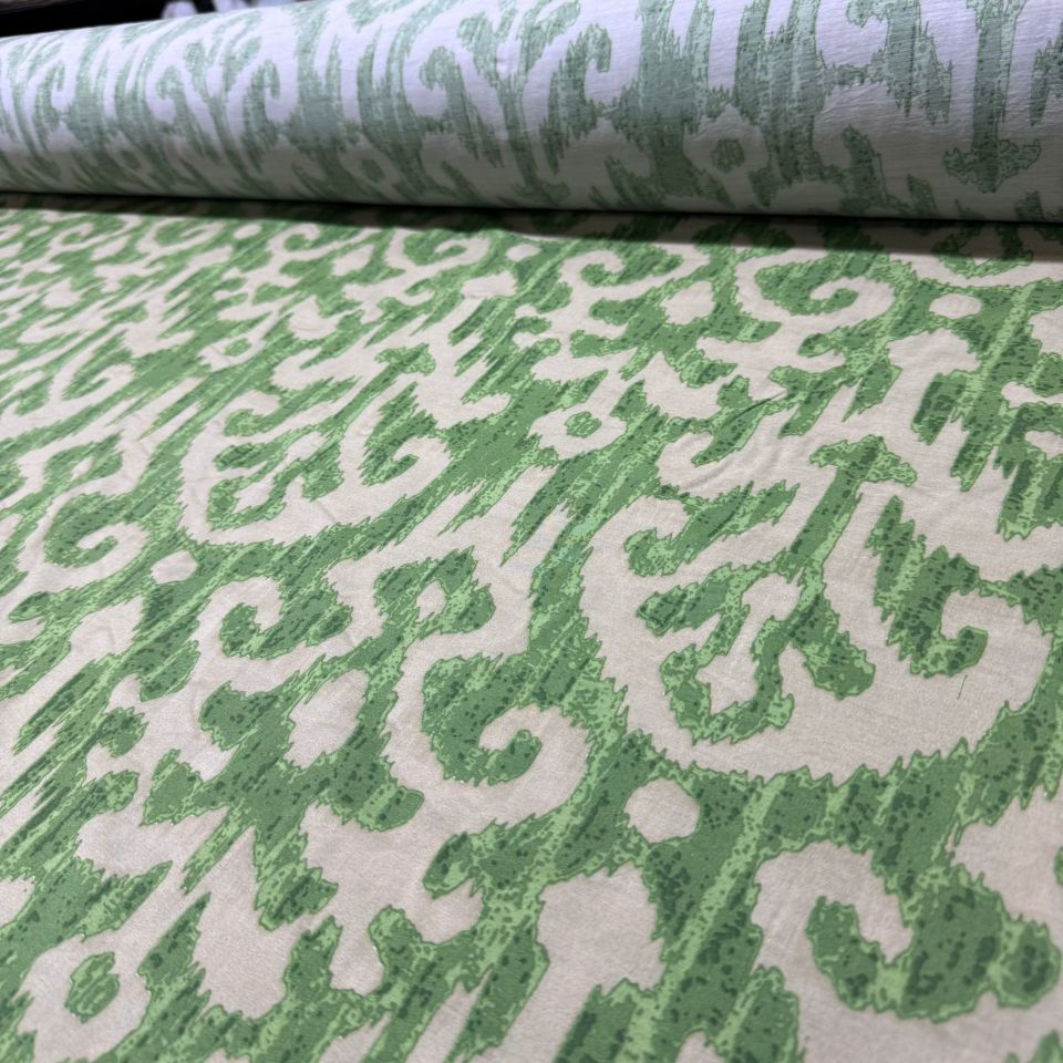 Ayrobin Kumaş Modal Çift En Fransız Çiçek Desenli Yeşil Renk