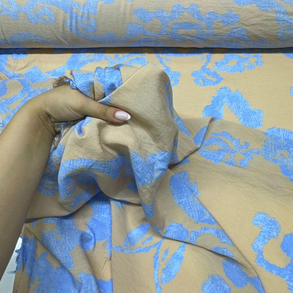 Ayrobin Kumaş Modal Çift En Desenli Açık Mavi Renk