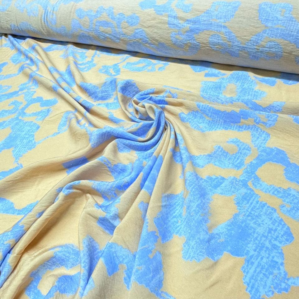 Ayrobin Kumaş Modal Çift En Desenli Açık Mavi Renk