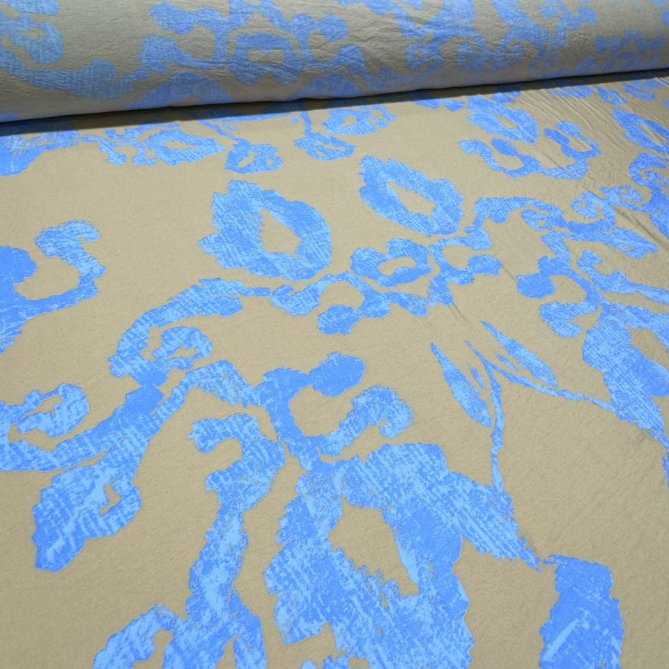 Ayrobin Kumaş Modal Çift En Desenli Açık Mavi Renk