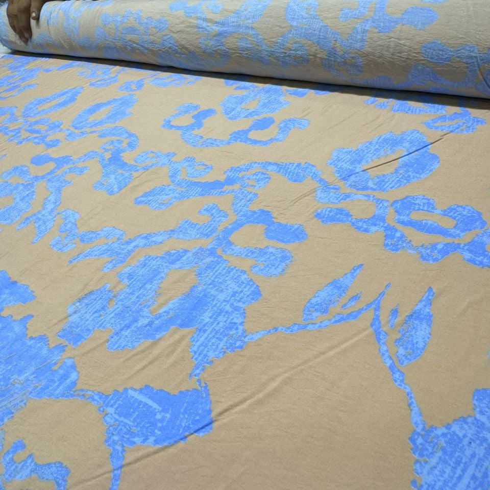 Ayrobin Kumaş Modal Çift En Desenli Açık Mavi Renk