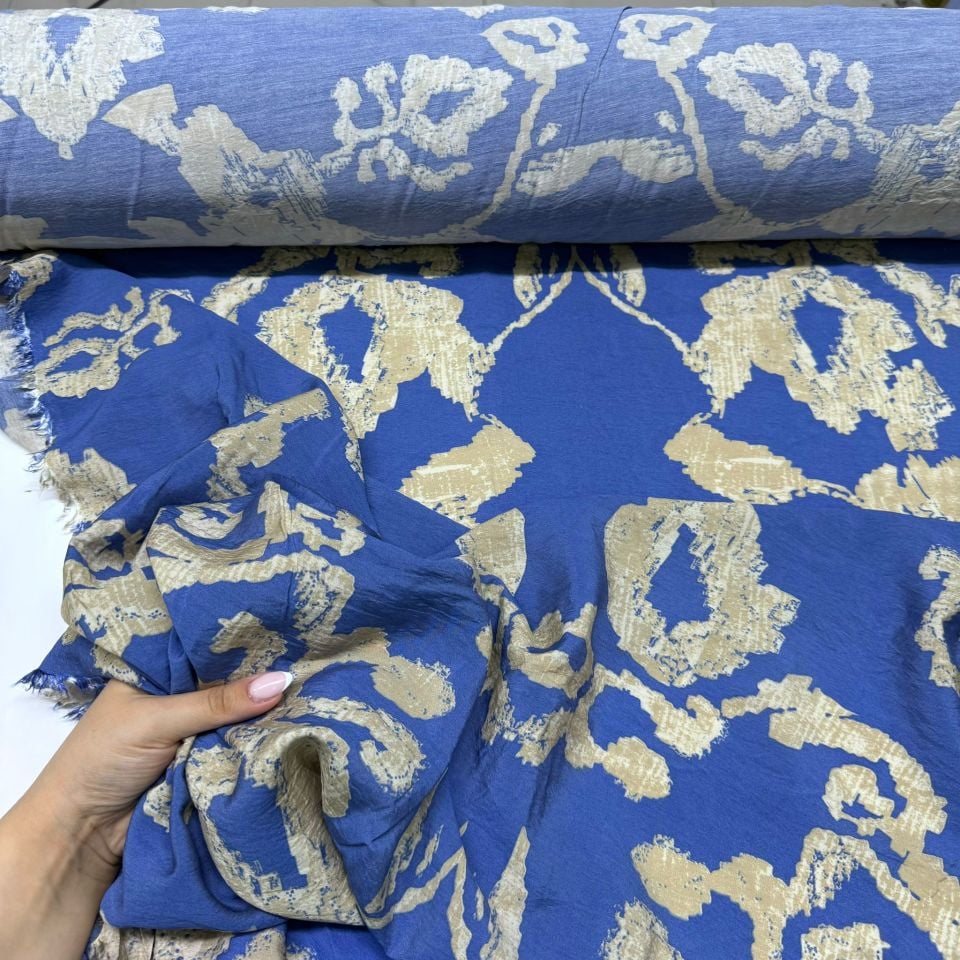 Ayrobin Kumaş Modal Çift En Desenli Koyu Mavi Renk