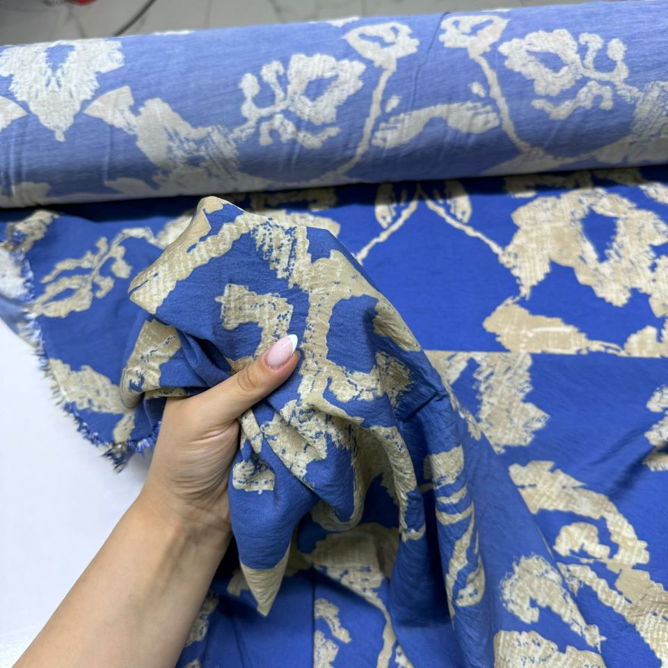 Ayrobin Kumaş Modal Çift En Desenli Koyu Mavi Renk