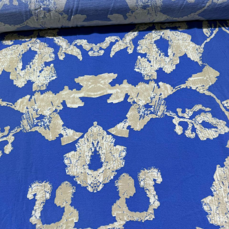 Ayrobin Kumaş Modal Çift En Desenli Koyu Mavi Renk