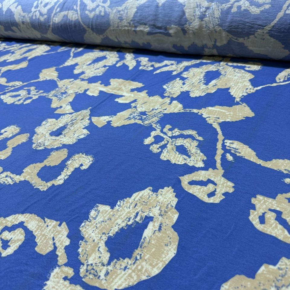 Ayrobin Kumaş Modal Çift En Desenli Koyu Mavi Renk