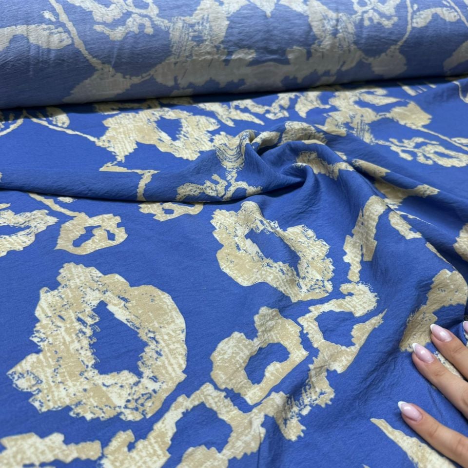 Ayrobin Kumaş Modal Çift En Desenli Koyu Mavi Renk