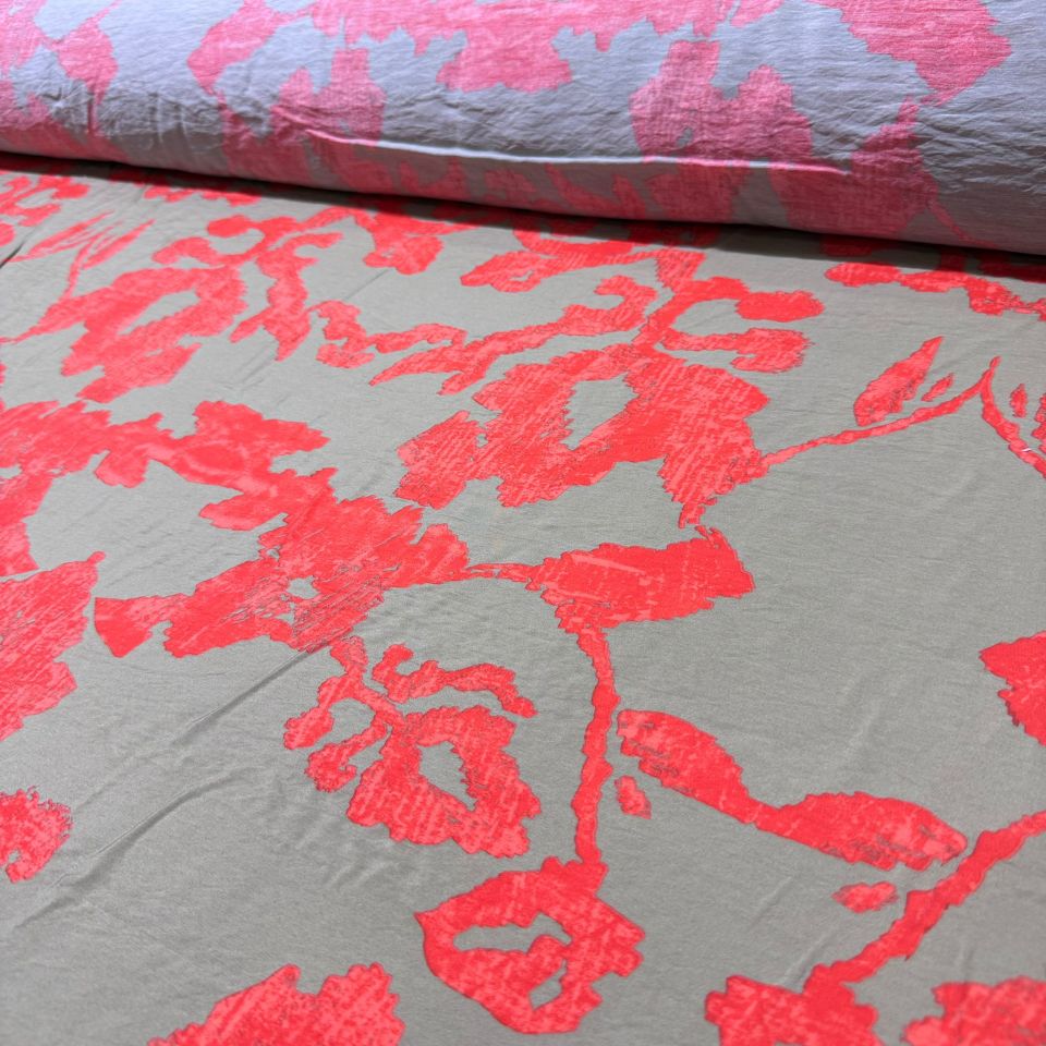 Ayrobin Kumaş Modal Çift En Desenli Turuncu Renk