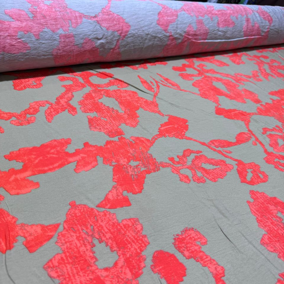 Ayrobin Kumaş Modal Çift En Desenli Turuncu Renk