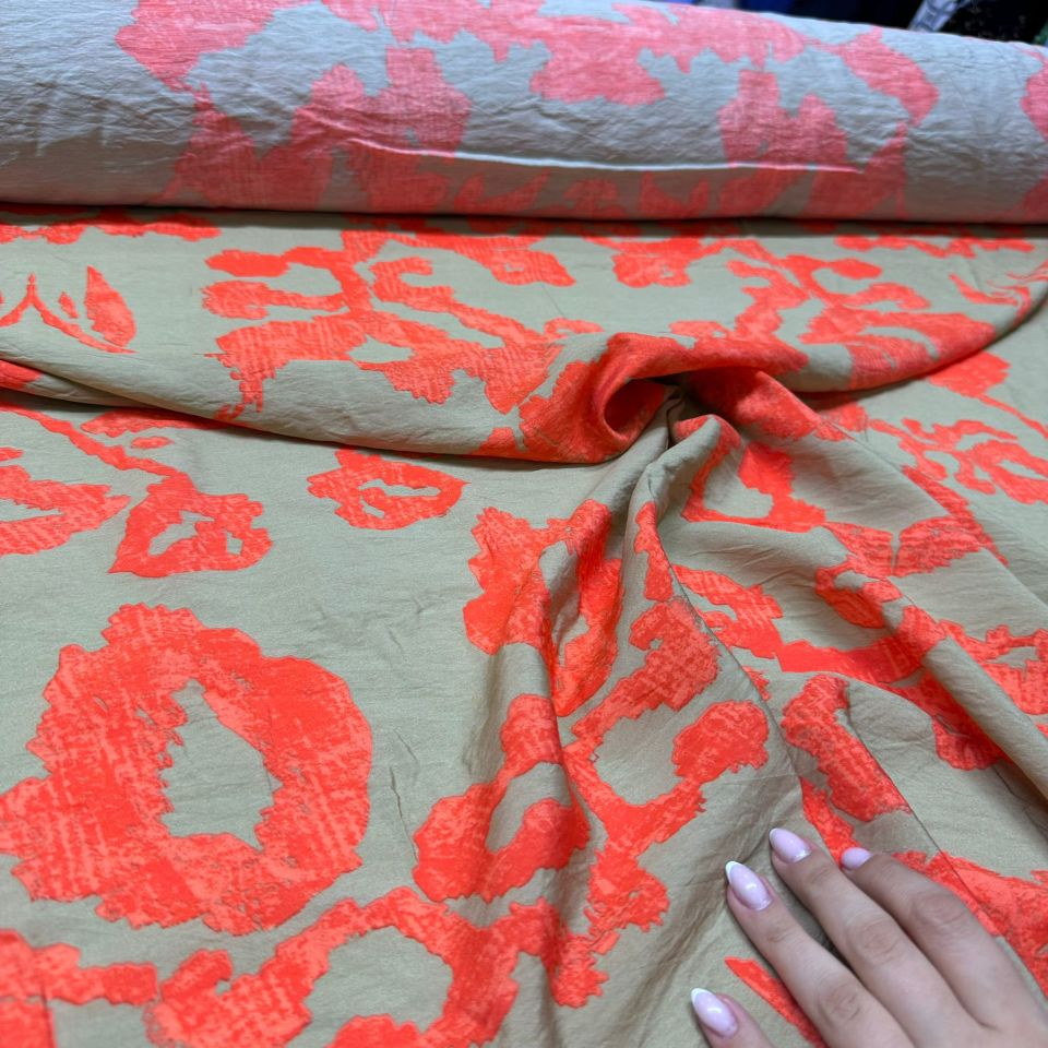 Ayrobin Kumaş Modal Çift En Desenli Turuncu Renk