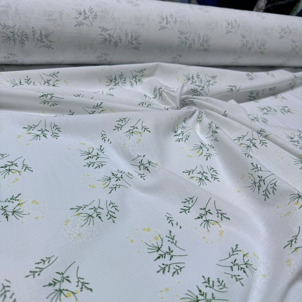 Flam Keten Kumaş %100 Pamuk Papatya Desenli Baskılı