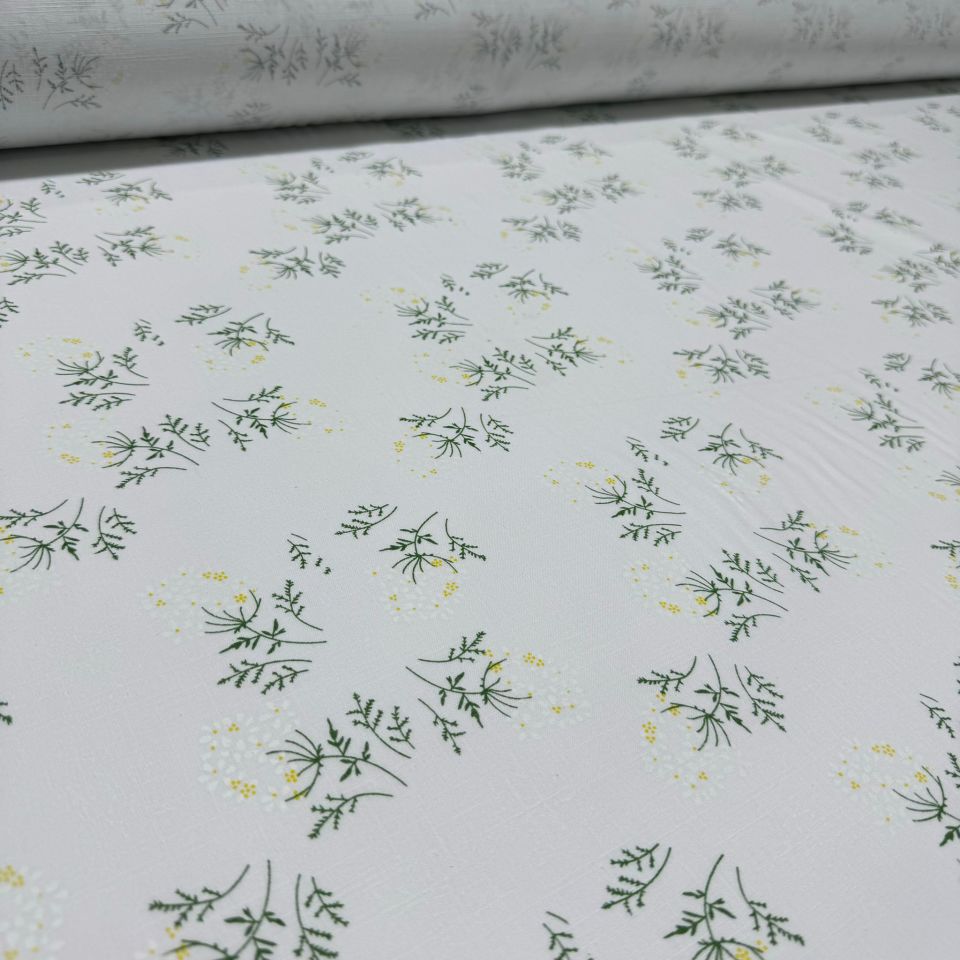 Flam Keten Kumaş %100 Pamuk Papatya Desenli Baskılı