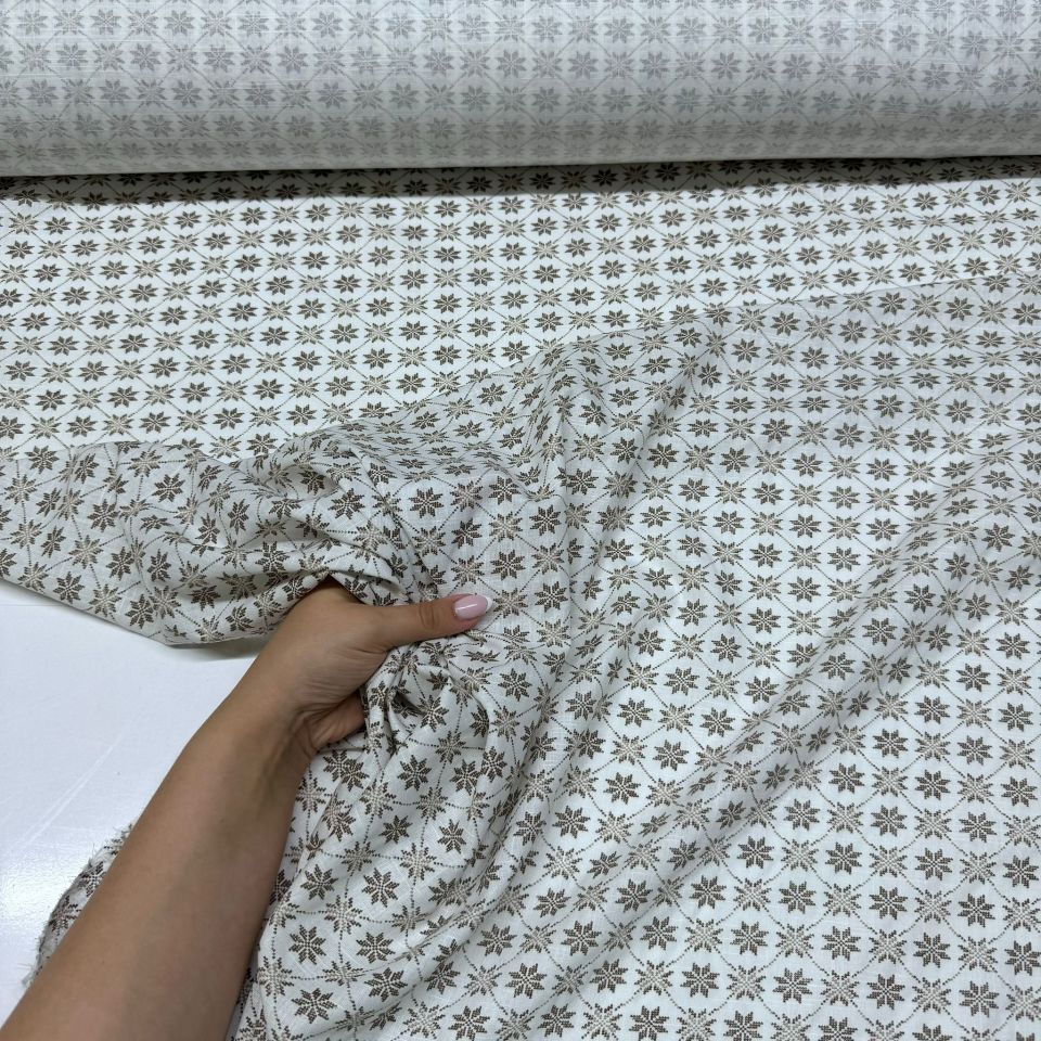 Flam Keten Kumaş %100 Pamuk Çift En Küçük Çiçek Motifli