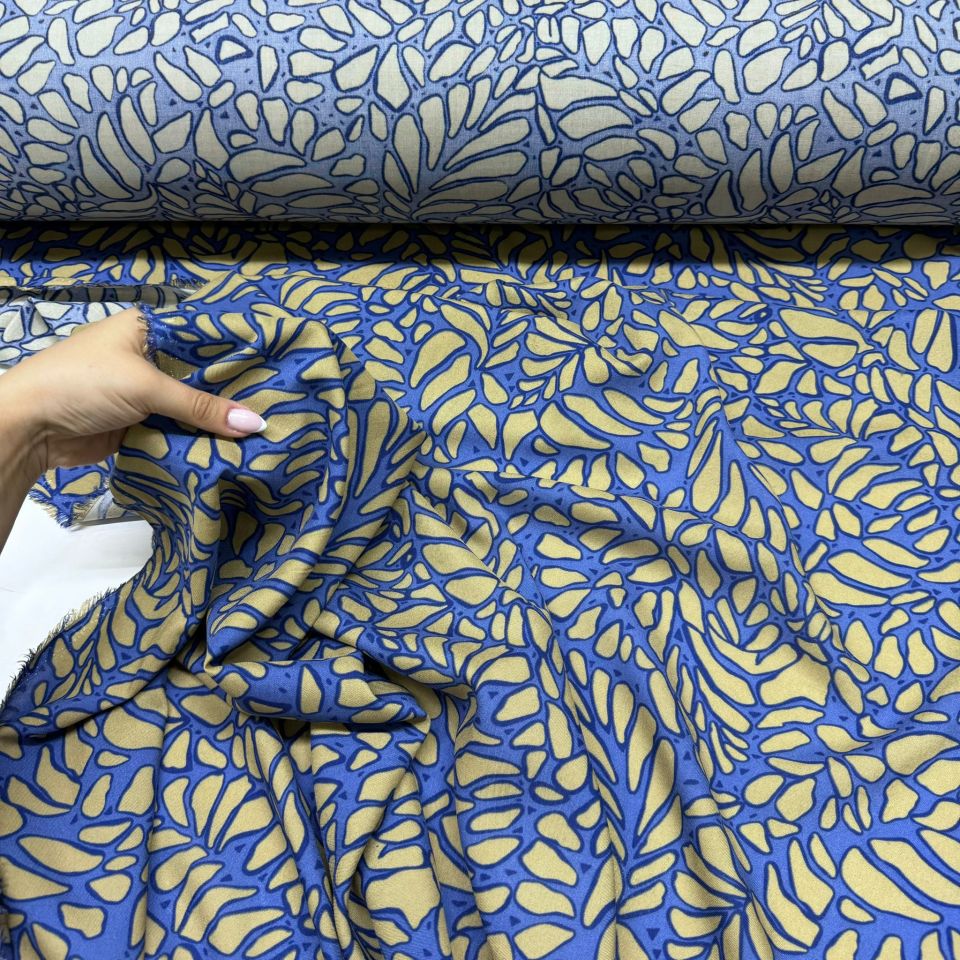 İthal Viskon Kumaş %100 Pamuk Mavi Renk Petek Desenli