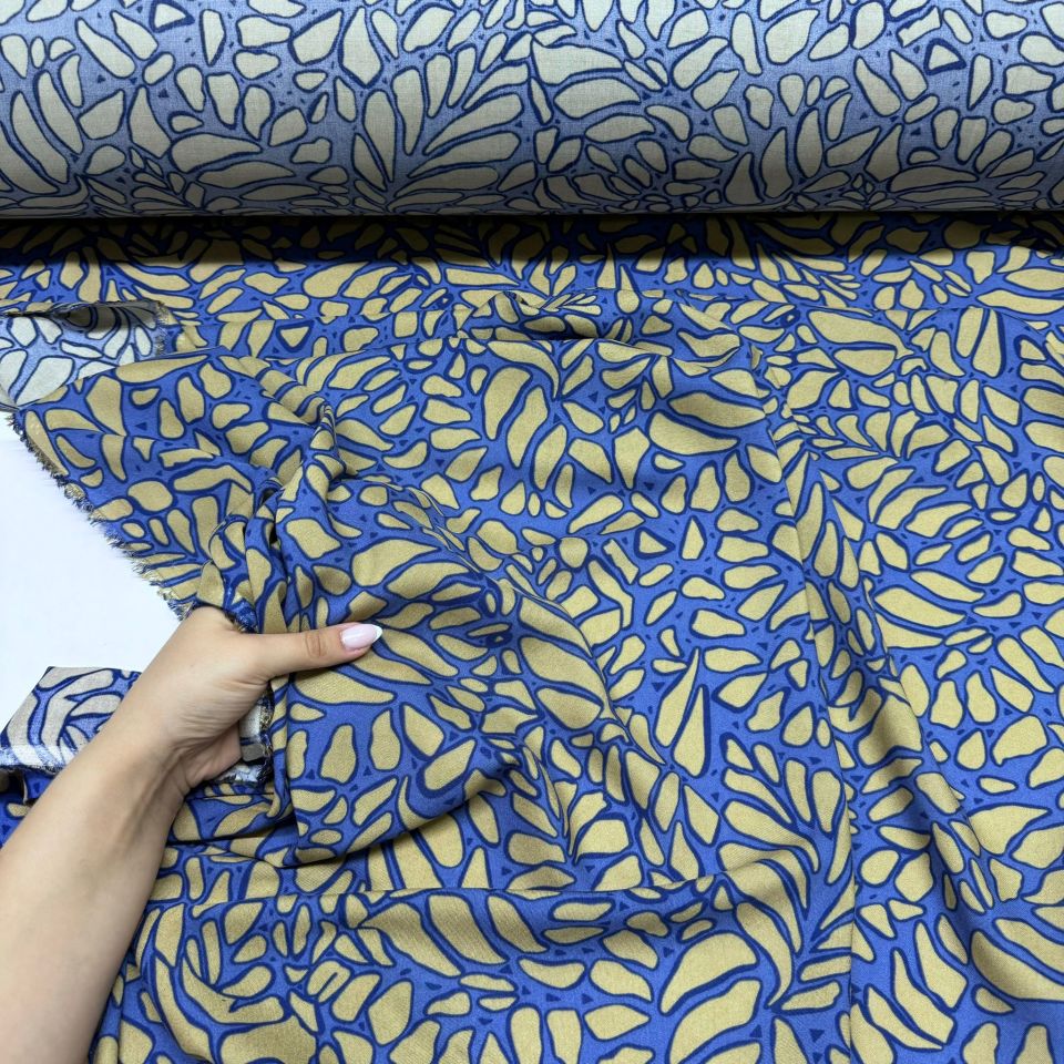 İthal Viskon Kumaş %100 Pamuk Mavi Renk Petek Desenli