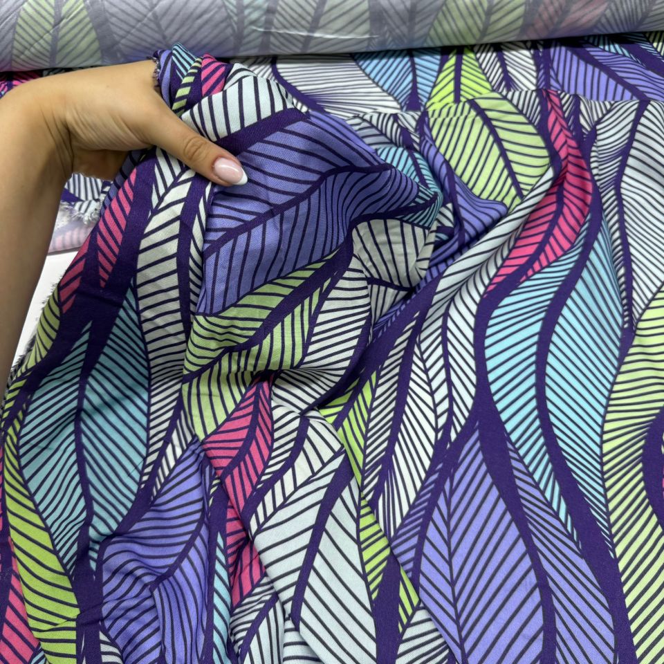 İthal Viskon Kumaş %100 Pamuk Şal Desen Çok Renkli