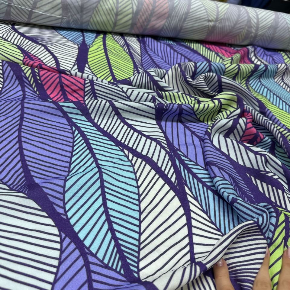 İthal Viskon Kumaş %100 Pamuk Şal Desen Çok Renkli