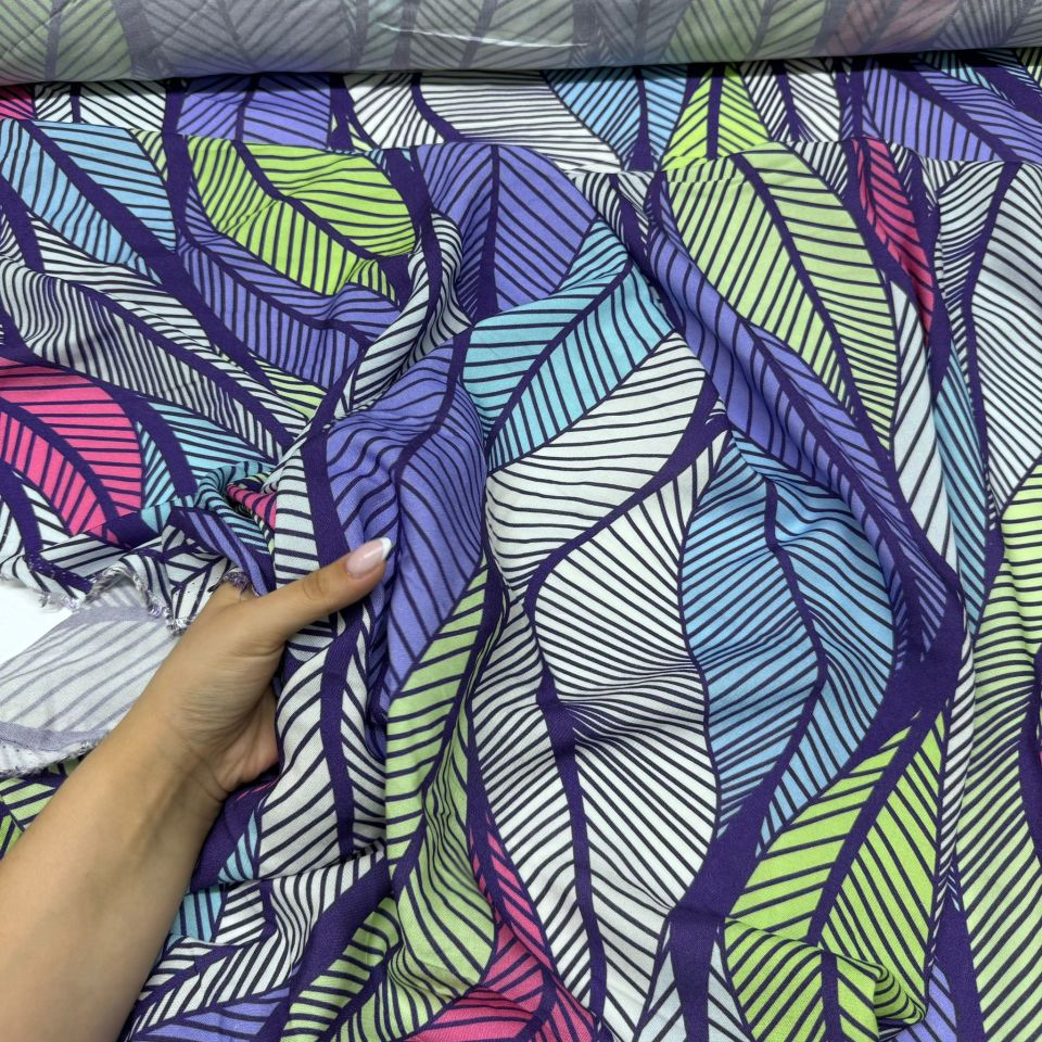 İthal Viskon Kumaş %100 Pamuk Şal Desen Çok Renkli