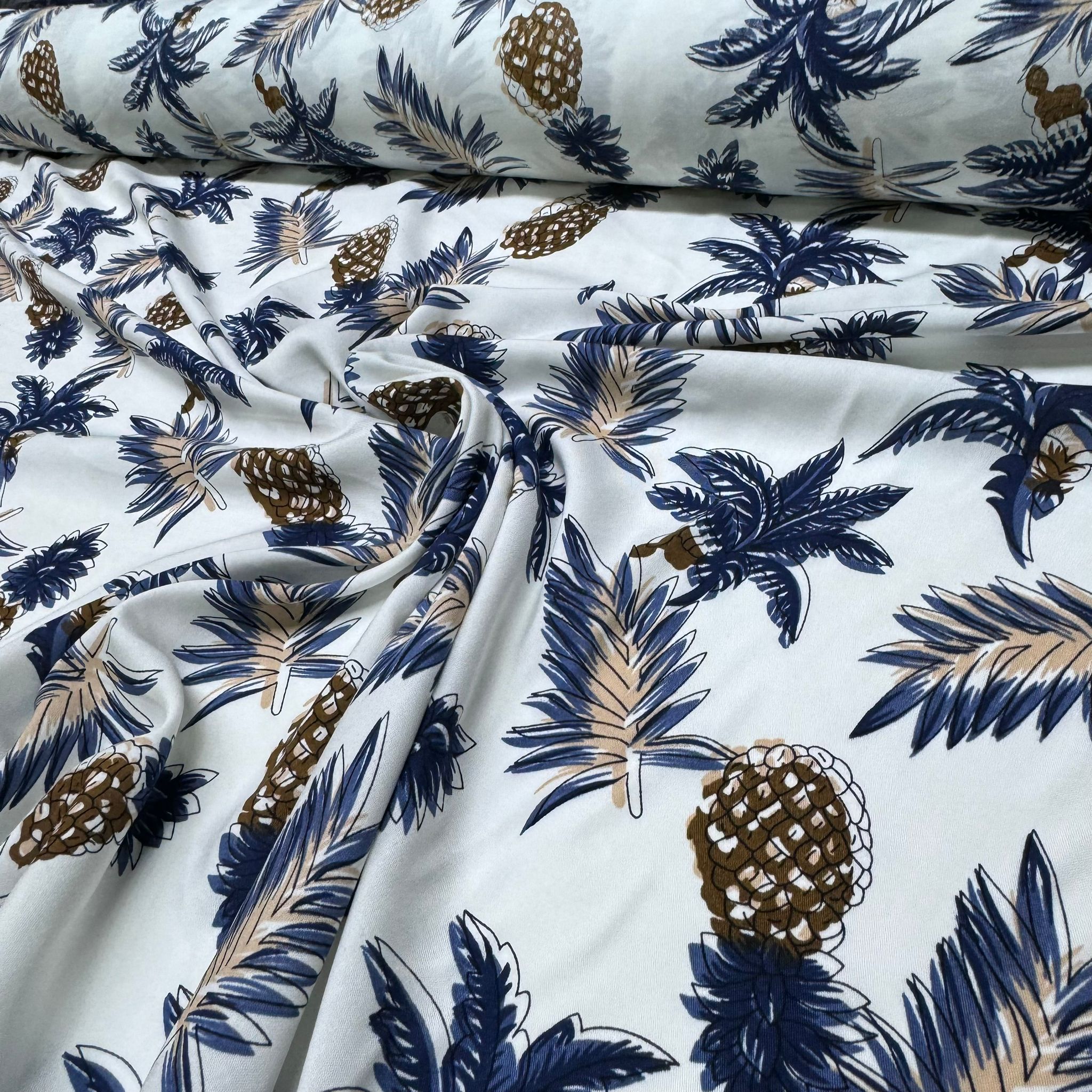 İthal Viskon Kumaş %100 Pamuk Ananas Desenli