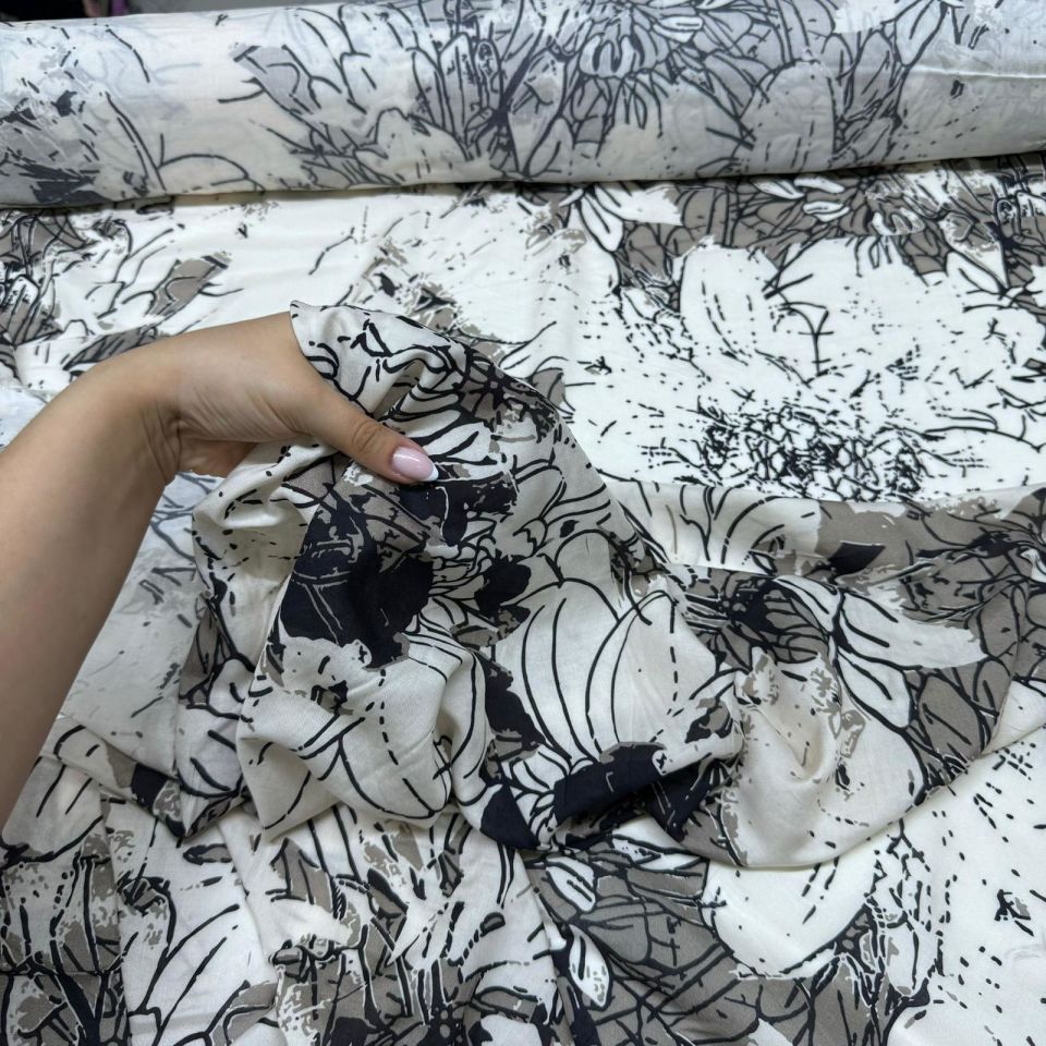 İthal Viskon Kumaş Çift En %100 Pamuk Desenli