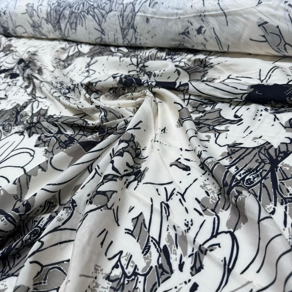 İthal Viskon Kumaş Çift En %100 Pamuk Desenli